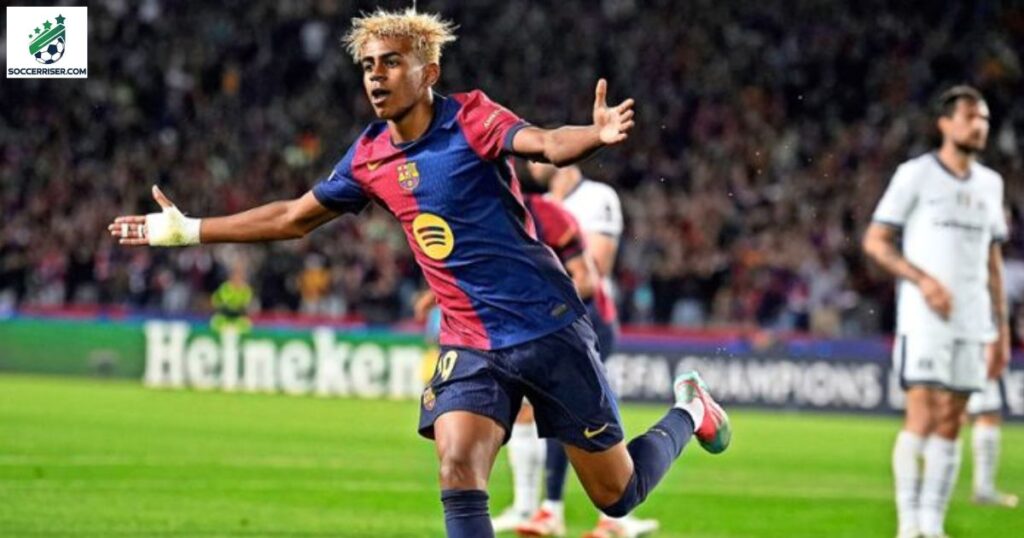 Lamine Yamal plays as a right winger for Barcelona and Spain