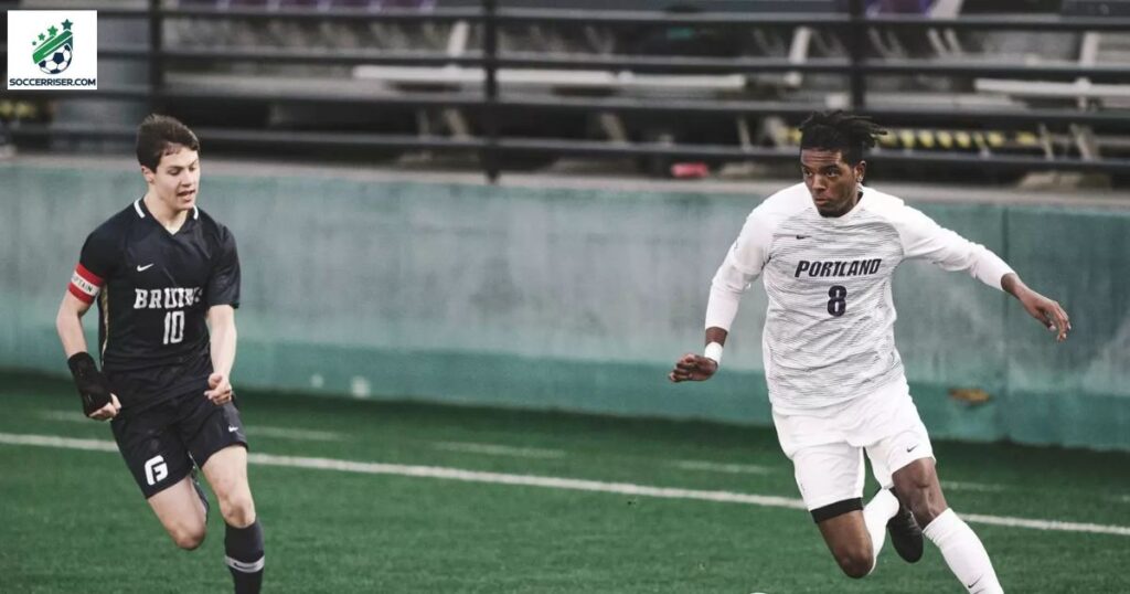 Miles Robinson in action for the University of Portland Athletics